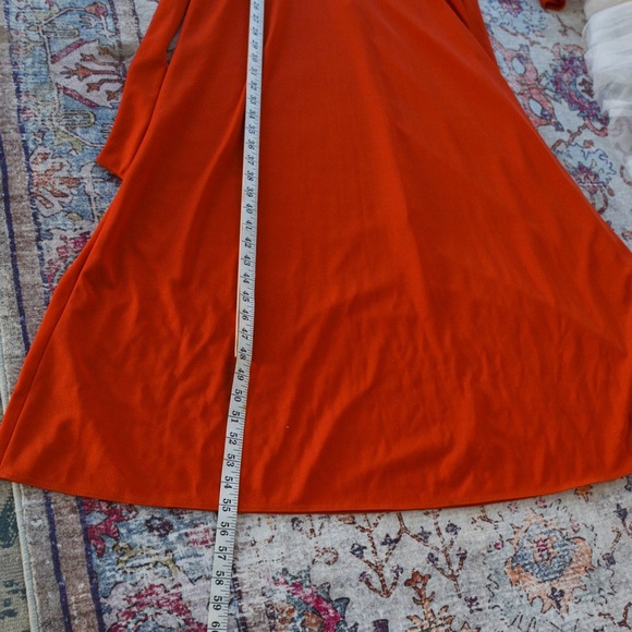 Vintage union made rust Orange Long Sleeve V-Neck Gown for Weddings large - Picture 9 of 14